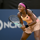 Coco Gauff competes during an exhibition match against Taylor Townsend at Atlantic Station on July 24, 2022 in Atlanta, Georgia. (Photo by Adam Hagy/Getty Images)